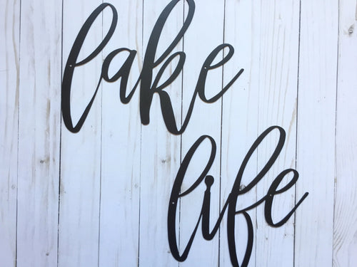 Lake Life Metal Sign Lake House Decor Housewarming Gift Metal Words Lowercase Lake Life Sign
