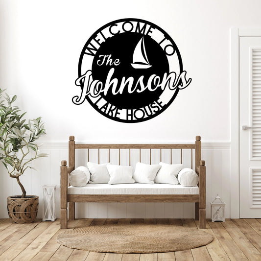 Personalized Family Lake House With Established Date Metal Sign, Metal Sign, Metal Letter Sign, , Family - metal sign