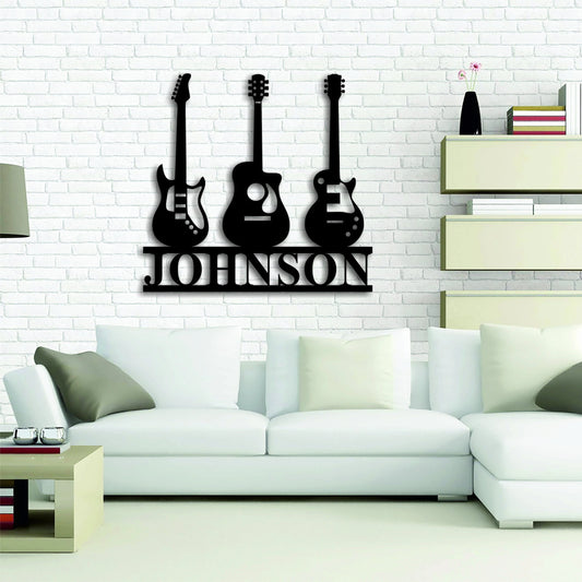 Personalized Metal Guitar Name Sign, Electric Guitar Sign, Acoustic Name Sign, Bass Name Sign, Music Name - metal sign