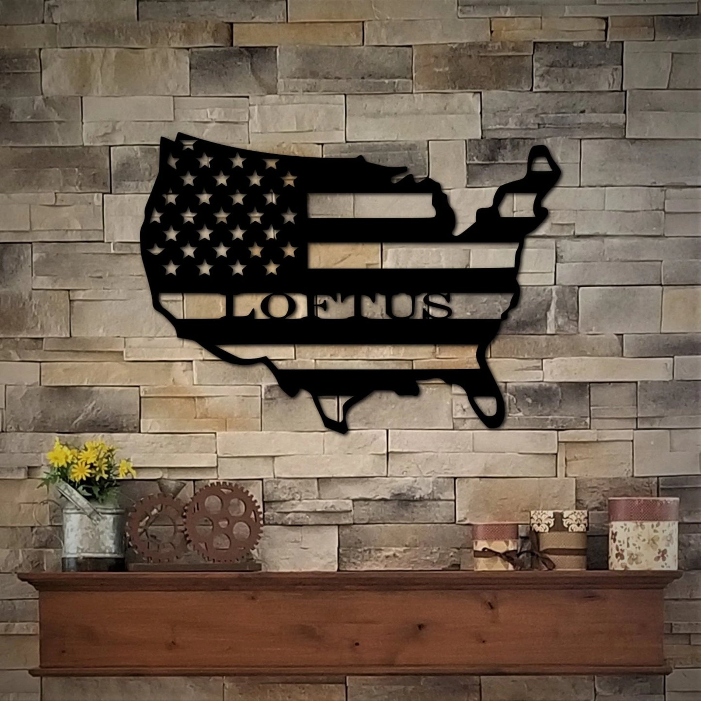 American Flag Metal Sign With Last Name Usa Flag U.s. Flag Family Name Sign Patriotic Gift Military Gifts 4th Of July Art