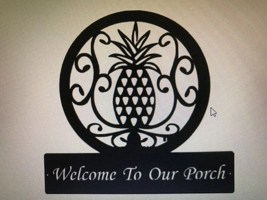 Metal Pineapple Porch Sign Metal House Sign - 8 inches - metal sign