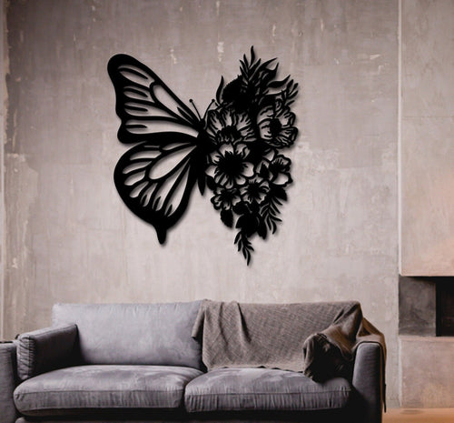 Butterfly Metal Wall Sign Metal Wall Hanging Butterfly Metal Art Interior Wall Decorbutterfly Flowers Exclusive