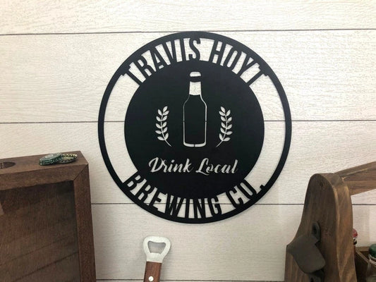 Personalized Brewery Metal Sign Gift For Him Boyfriend Gift Husband Gift Housewarming Gift - 8 inches - metal sign