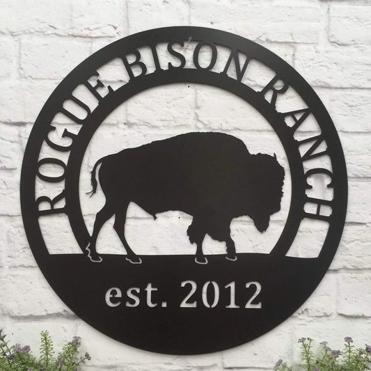 Bison Metal Ranch Sign, Cut Metal Sign, Metal Wall Art, Metal House Sign Laser Cut Metal Signs Custom Gift Ideas