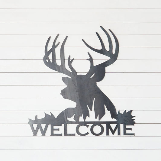 Welcome Deer Metal Art Welcome Sign Wildlife Welcome Sign Rustic Welcome Sign Outdoors Welcome Sign