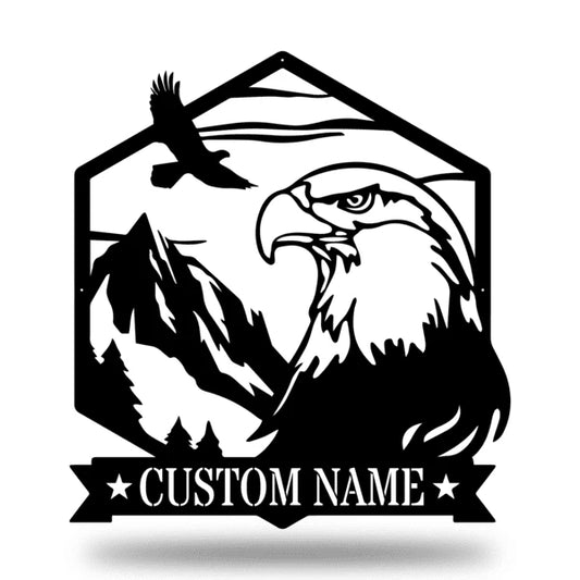Majestic Bald Eagle Monogram Customized Metal Signs, Custom Metal Sign, Custom Signs, Metal Sign, Metal - metal sign