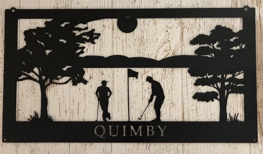 Metal Golfing Sign ,golfing Scene, Palm Trees, Metal Wall Art, Metal House Sign Laser Cut Metal Signs Custom Gift Ideas - 8 inches - metal sign