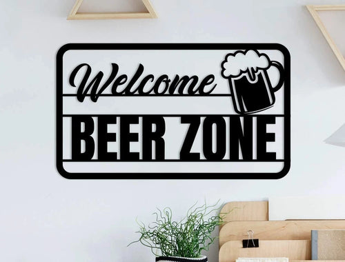 Beer Bar Metal Wall Welcome Beer Zone Metal Sign Beer Bar Decor Sign For Bar Beer Bar Door Hanger