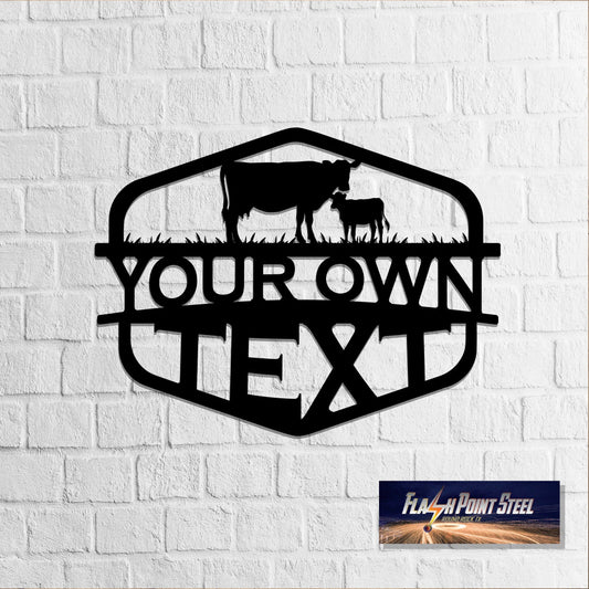 Personalized Cattle Sign, Custom Cow Calf, Farme Sign, Established, Plasma Cut Steel Sign, Animals Farm - metal sign