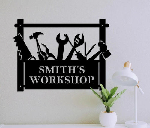 Dad's Workshop Sign Garage Sign Cut Metal Sign Laser Cut Metal Signs Custom Gift Ideas