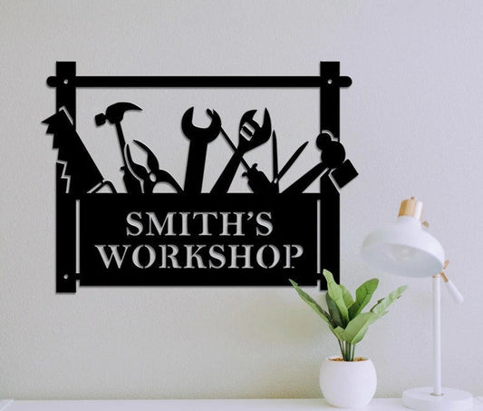 Dad's Workshop Sign Garage Sign Cut Metal Sign Laser Cut Metal Signs Custom Gift Ideas - metal sign