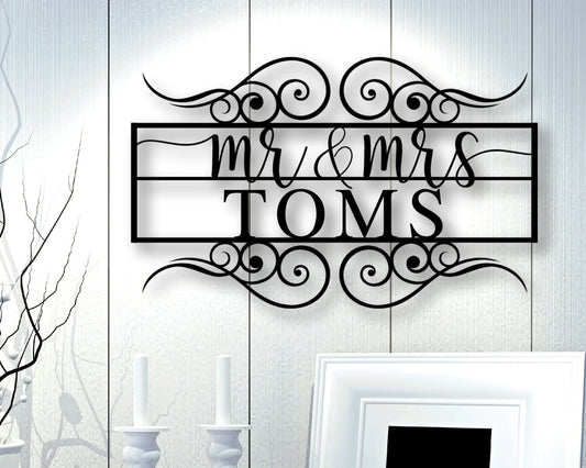 Mr And Mrs Name Signs Metal Sign For Wedding Last Name Sign Wedding Signs Name Sign For Wedding Family Name Sign Metal Mr And Mrs Sign - 8 inches - metal sign