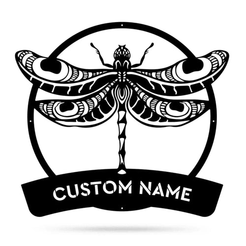 Dragonfly Monogram Cut Metal Sign Metal House Sign