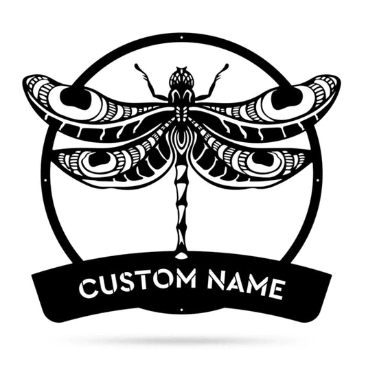 Dragonfly Monogram Cut Metal Sign Metal House Sign - 8 inches - metal sign