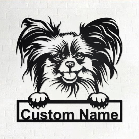 Personalized Custom Papillon Dog Metal Sign for Dog Lover Custom Name - 8 inches - metal sign