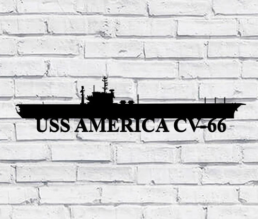 USS America CV66 Navy Ship Metal Sign, Memory Wall Metal Sign Gift for Navy Veteran Laser Cut Metal Signs Custom Gift Ideas - 8 inches - metal sign
