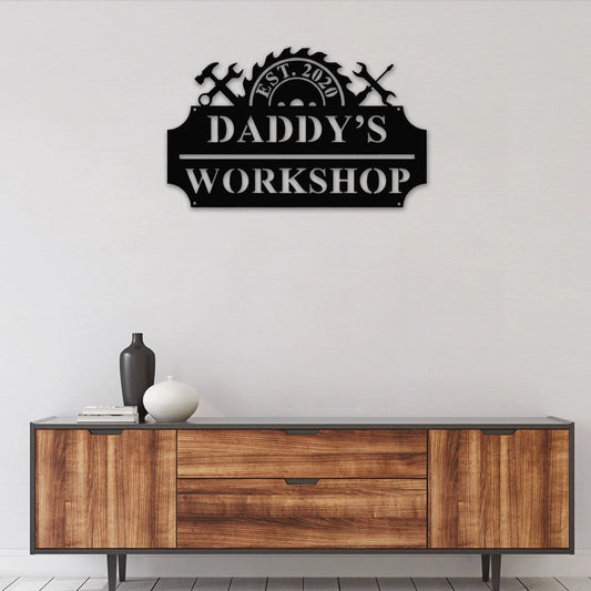 Personalized Workshop Metal Sign, Daddy's Workshop, Handyman Gift, Sign For Workshop, Father's Day Gift, Factory Decor, Office Decor, Laser Cut Metal Signs Custom Gift Ideas