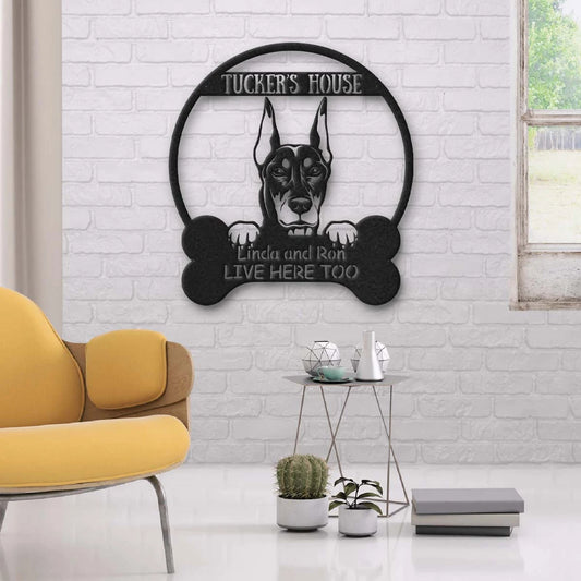 Doberman Pinscher Dog Lovers Funny Personalized Metal House Sign Laser Cut Metal Signs Custom Gift Ideas - 8 inches - metal sign