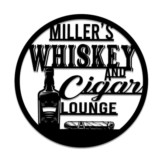 Personalized Whiskey Cigar Metal Bar Sign, Metal Laser Cut Metal Signs Custom Gift Ideas - 8 inches - metal sign
