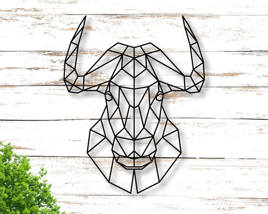 Taurus Metal Wall Sign Metal Wall Hangings Office Geometric Animal Wild Minimalist Wall Art - 8 inches - metal sign