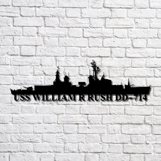 Uss William R Rush Navy Ship Metal Art, Custom Us Navy Ship Cut Metal Sign, Gift For Navy Veteran, Navy Ships Silhouette Metal Art, Navy Home Decor Laser Cut Metal Signs Custom Gift Ideas
