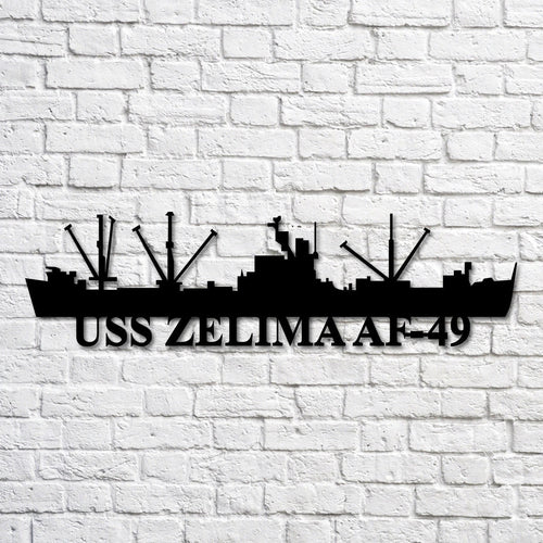 Uss Zelima Af49 Navy Ship Metal Art, Custom Us Navy Ship Cut Metal Sign, Gift For Navy Veteran, Navy Ships Silhouette Metal Art, Navy Home Decor Laser Cut Metal Signs Custom Gift Ideas