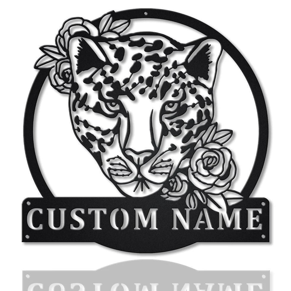 Personalized Leopard With Flower Metal Sign Art, Custom Leopard With Flower Metal Sign, Leopard Gift, Birthday Gift, Decor Decoration, Laser Cut Metal Signs Custom Gift Ideas