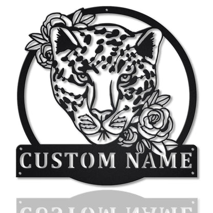 Personalized Leopard With Flower Metal Sign Art, Custom Leopard With Flower Metal Sign, Leopard Gift, Birthday Gift, Decor Decoration, Laser Cut Metal Signs Custom Gift Ideas