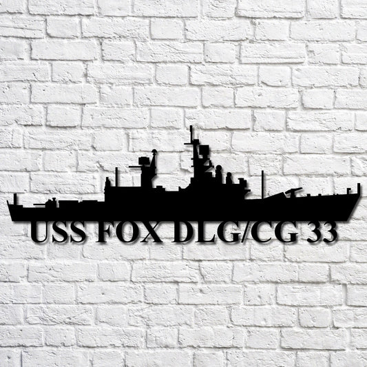 Uss Fox Dlg cg 33 Navy Ship Metal Art, Custom Us Navy Ship Cut Metal Sign, Gift For Navy Veteran, Navy - metal sign