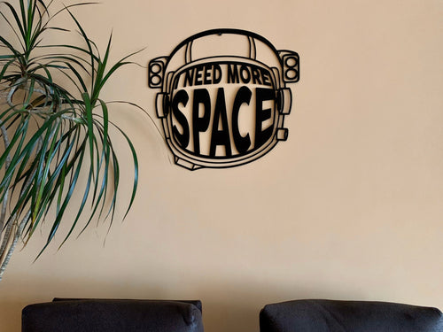 Metal Astronaut Helmet I Need More Space Custom Sign Wall Hanging Metal Art Decor Space Gift For Men, Boys Home Decor Teen Kids Room Decor Laser Cut Metal Signs Custom Gift Ideas