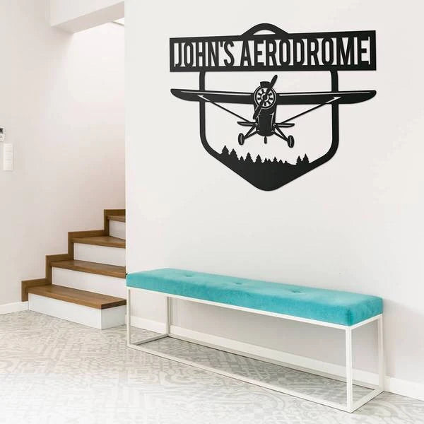 Airplane Monogram Cut Metal Sign Metal House Sign