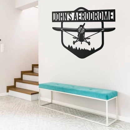Airplane Monogram Cut Metal Sign Metal House Sign