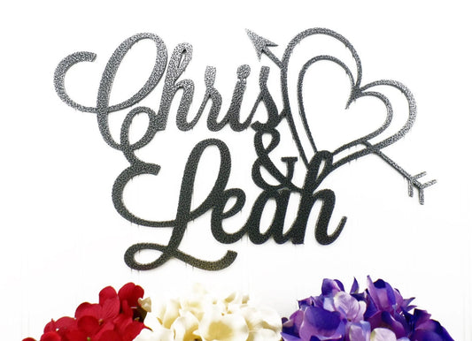 Custom Name Sign Heart, Metal, Silver, Valentine Gift, Metal Sign, Custom Sign, Wedding Sign - wedding detail