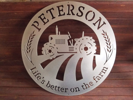 Ranch Sign, Tractor Farm, Farm Sign, Vintage Style, Wreath, Door Decor, Custom Sign, Rustic, Personalized - metal sign
