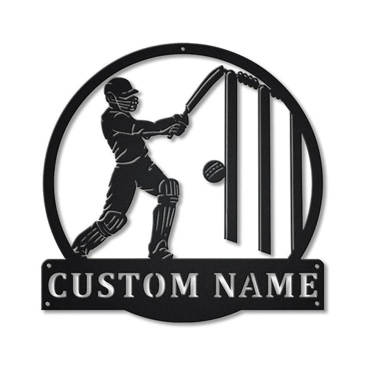 Personalized Cricket Monogram Metal Sign Art, Custom Cricket Metal Sign, Hobbie Gifts, Sport Gift - metal sign