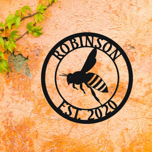 Honey Bee Family Name, Bee Farm, Metal Sign, Custom Last Name Sign, Family Name Sign, Bee Wall Art, Honey - metal sign