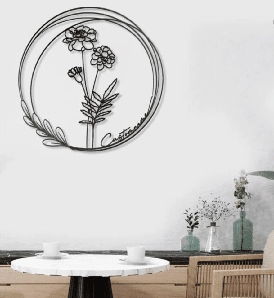 Vintage Floral Personalized Metal House Sign