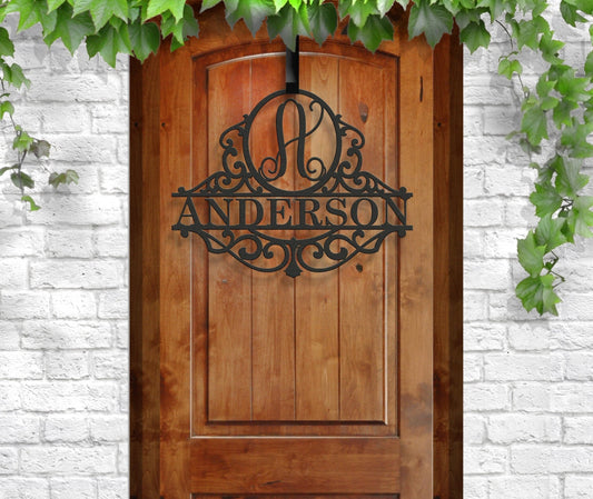 Classy Metal Name Family Gift Door Initial Personalized Metal Sign - 8 inches - metal sign