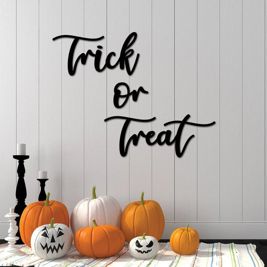 Trick Or Treat Halloween Porch Sign, Halloween Outdoor Decor, Farmhouse Halloween Decoration, Custom - metal sign