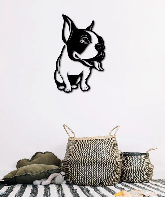 Friendly French Bulldog Dog Wall Art Decor Cut Metal Sign Laser Cut Metal Signs Custom Gift Ideas - 8 inches - metal sign