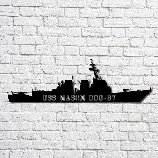Uss Mason Ddg 87 Navy Ship Metal Art, Custom Us Navy Ship Cut Metal Sign, Gift For Navy Veteran, Navy - metal sign