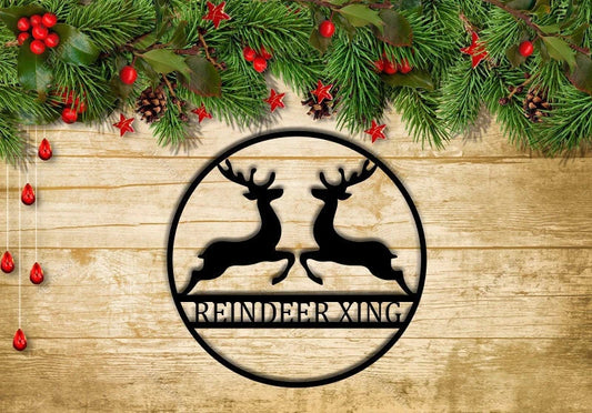 Reindeer Xing Reindeer Sign Christmas Sign Reindeer Decor Christmas Decor Antler Sign Xing Sign Metal Reindeer Crossing Winter Decor - 8 inches - metal sign
