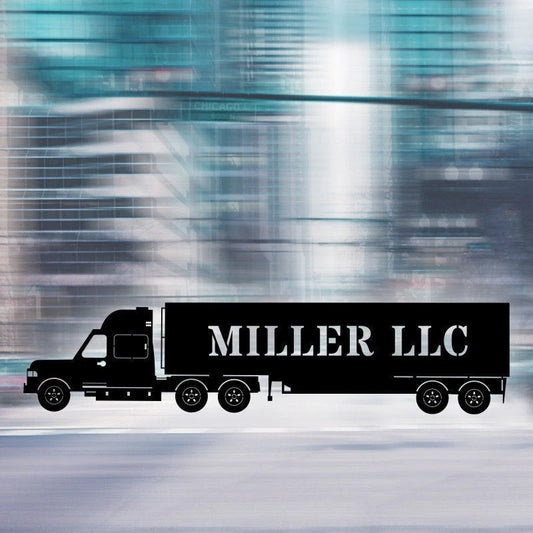 Semi Truck Sign With Custom Text - 8 inches - metal sign