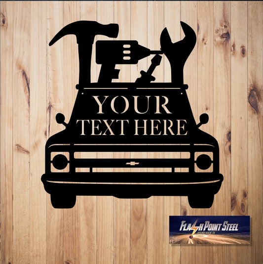 Truck Tools Sign, Metal Art, Personalized Truck, Antique Truck Sign, Cave Man, Tools, Workshop, Garage - metal sign