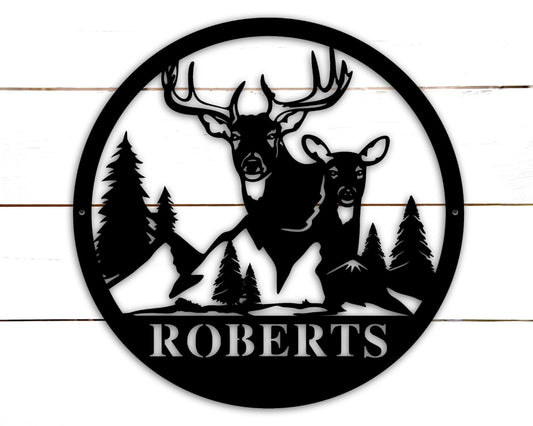 Deer Sign Deer Antler Decor Deer Hunter Gift Deer Camp Sign Personalized Gift For Him Deer Name Metal Sign Birthday Boyfriend Gift - 8 inches - metal sign