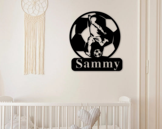 Soccer Name Sign, Nursery Decor, Personalized Metal Sign, Metal Name, Personalized Name Sign, Metal Name - metal sign
