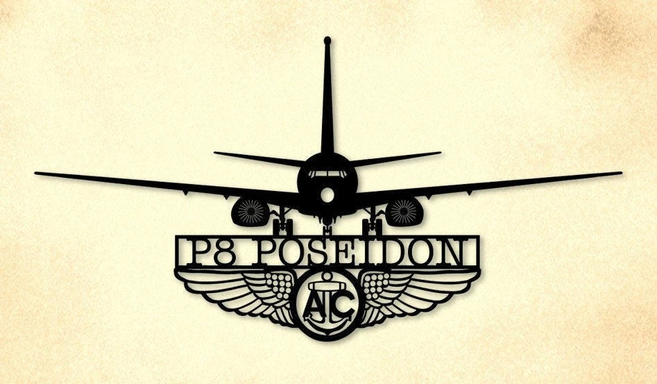 P8 Poseidon With Aircrew Wings Metal Sign Cut Metal Sign Wall Decor