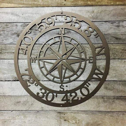 Nautical Compass Gps Coordinate Sign, Cut Metal Sign, Metal Wall Art, Metal House Sign Laser Cut Metal Signs Custom Gift Ideas