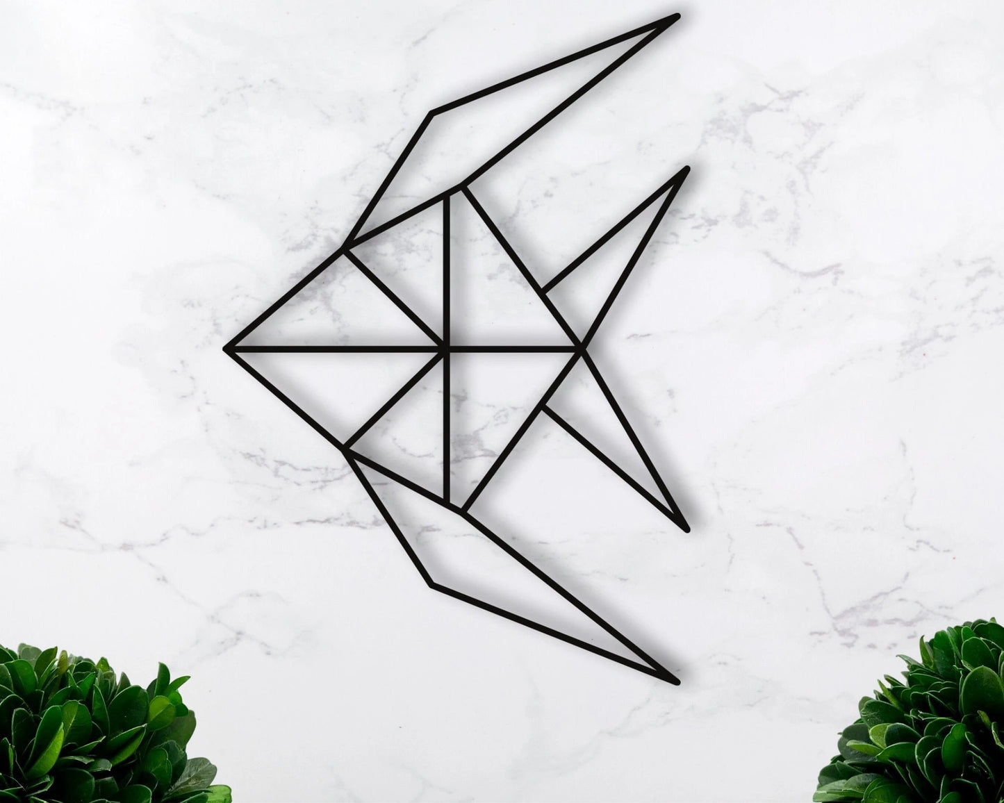 Metal Fish Sign Geometric Fish Art Origami Fish Art Metal Animal Art