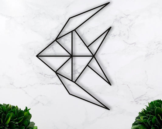 Metal Fish Sign Geometric Fish Art Origami Fish Art Metal Animal Art - 8 inches - metal sign
